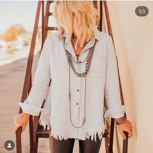 long sleeve tunic with fringe